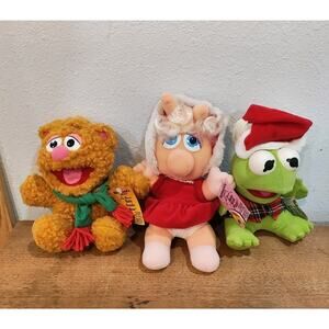 Vtg 1987 McDonald's Christmas Muppet Babies Plush w/tags Miss Piggy Kermit Fozzy